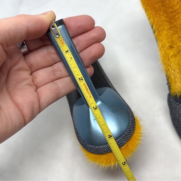 Giuseppe Zanotti Vicini Vintage Rare Mink Fur Glitter Denim Mule Slide Heels 39 - Picture 10 of 12